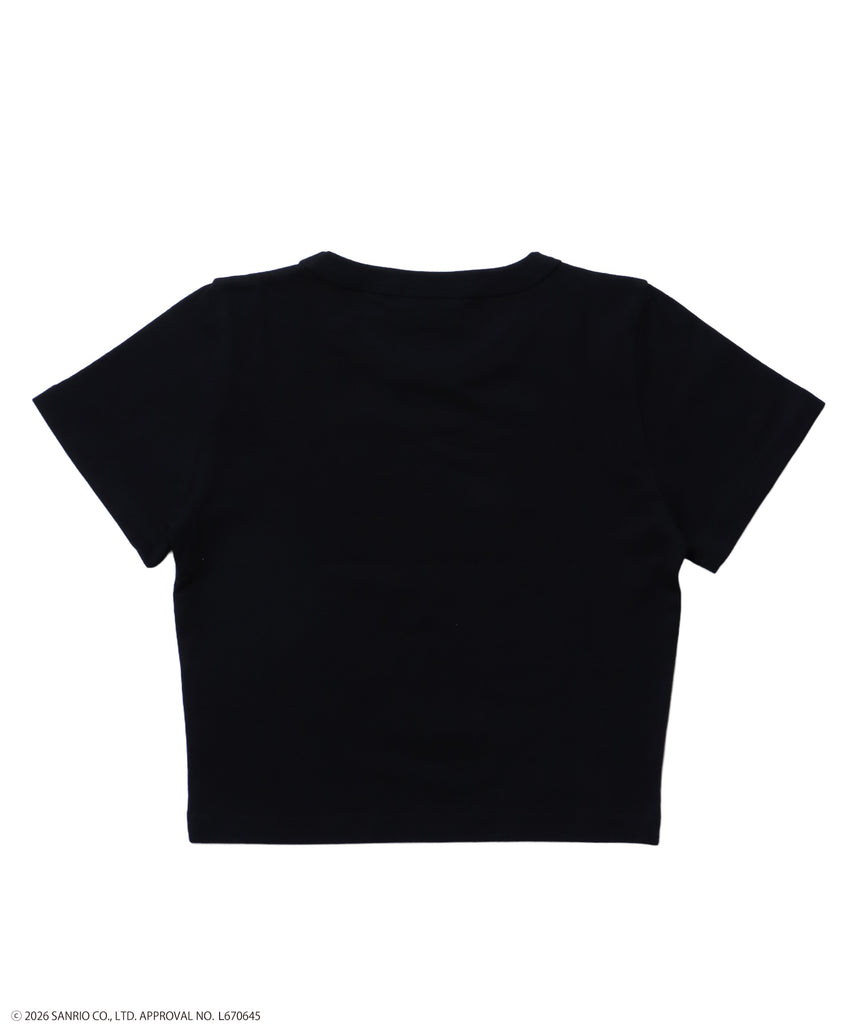 HK EYELET TEE / ハローキティ キティちゃん 半袖 クルーネック プリント ワンポイント ハトメ ブラック