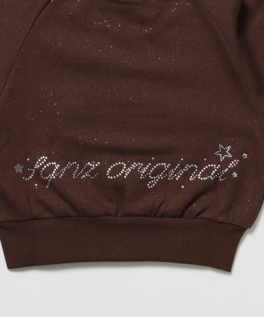 ※WEB限定 / レディースグリッタージップスウェット / sqnz glitter zip top モカ