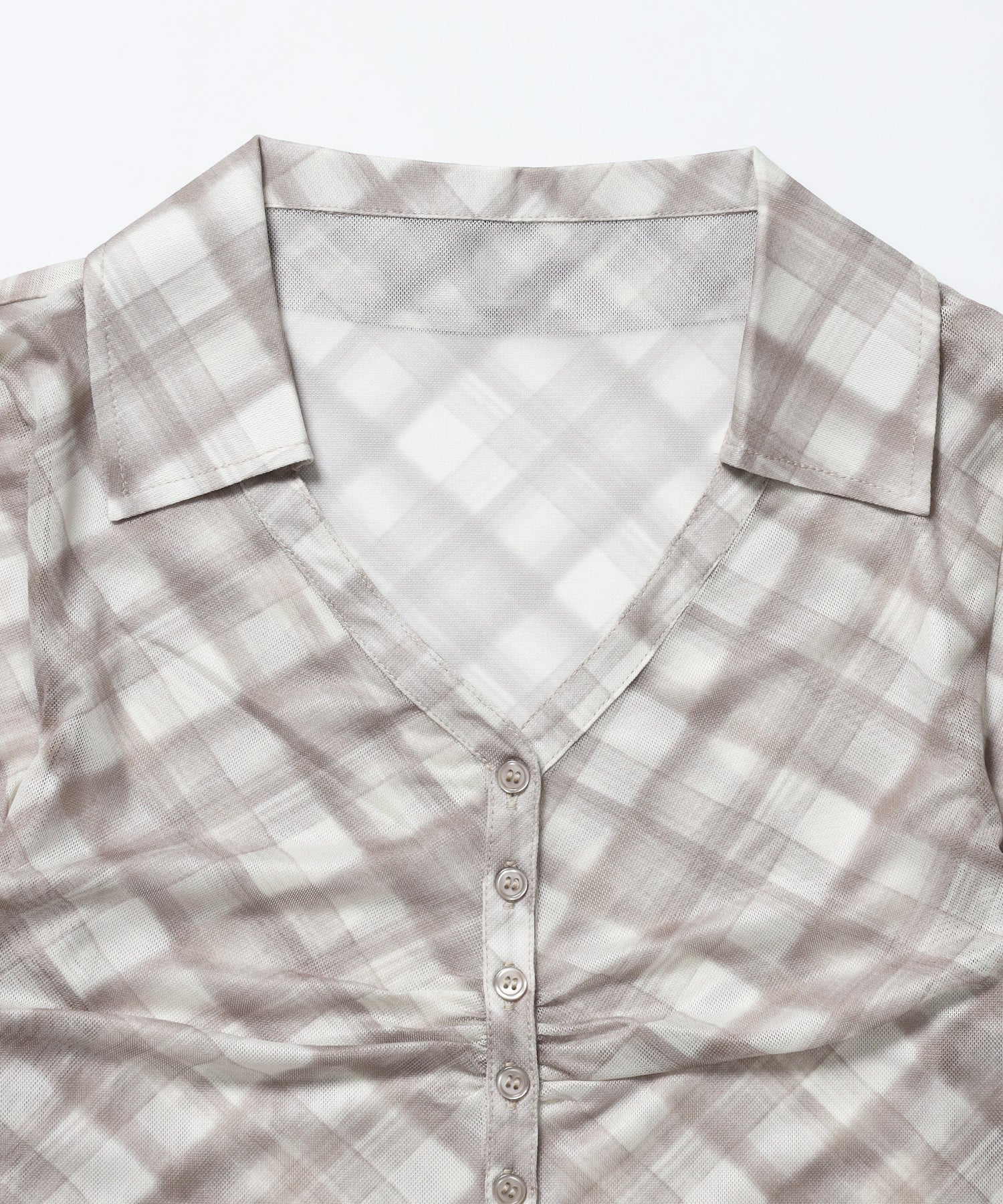 ※WEB限定 / レディースギャザー長袖シャツ / sqnz sheer gather l/s shirts モカ