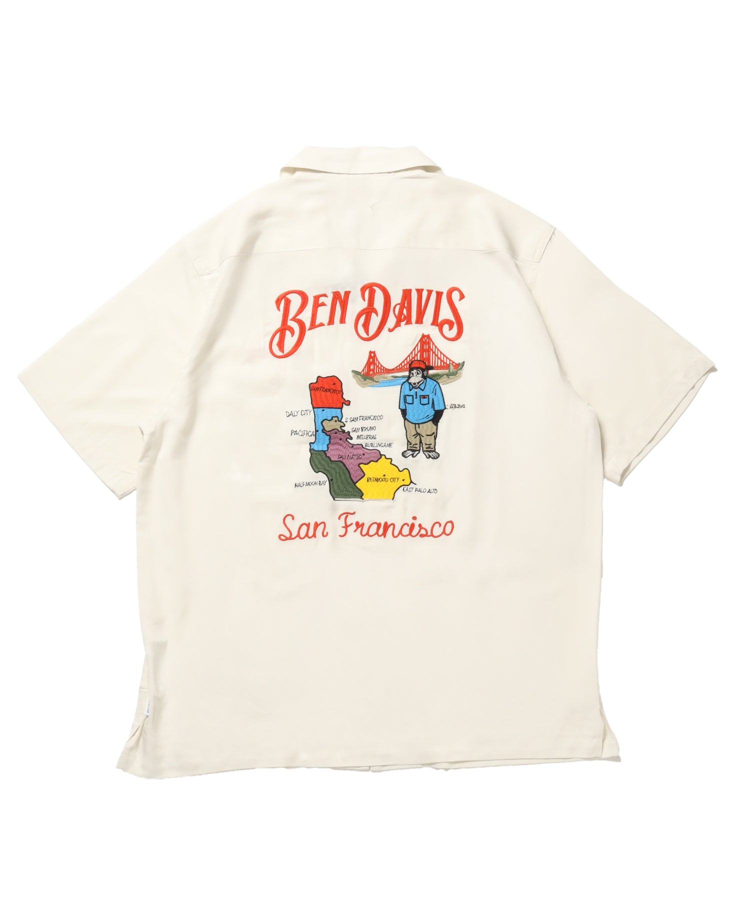 SOUVENIR EMB O/C SHIRT / 半袖 シャツ 刺繍 オープンカラー ヴィンテージライク オフホワイト
