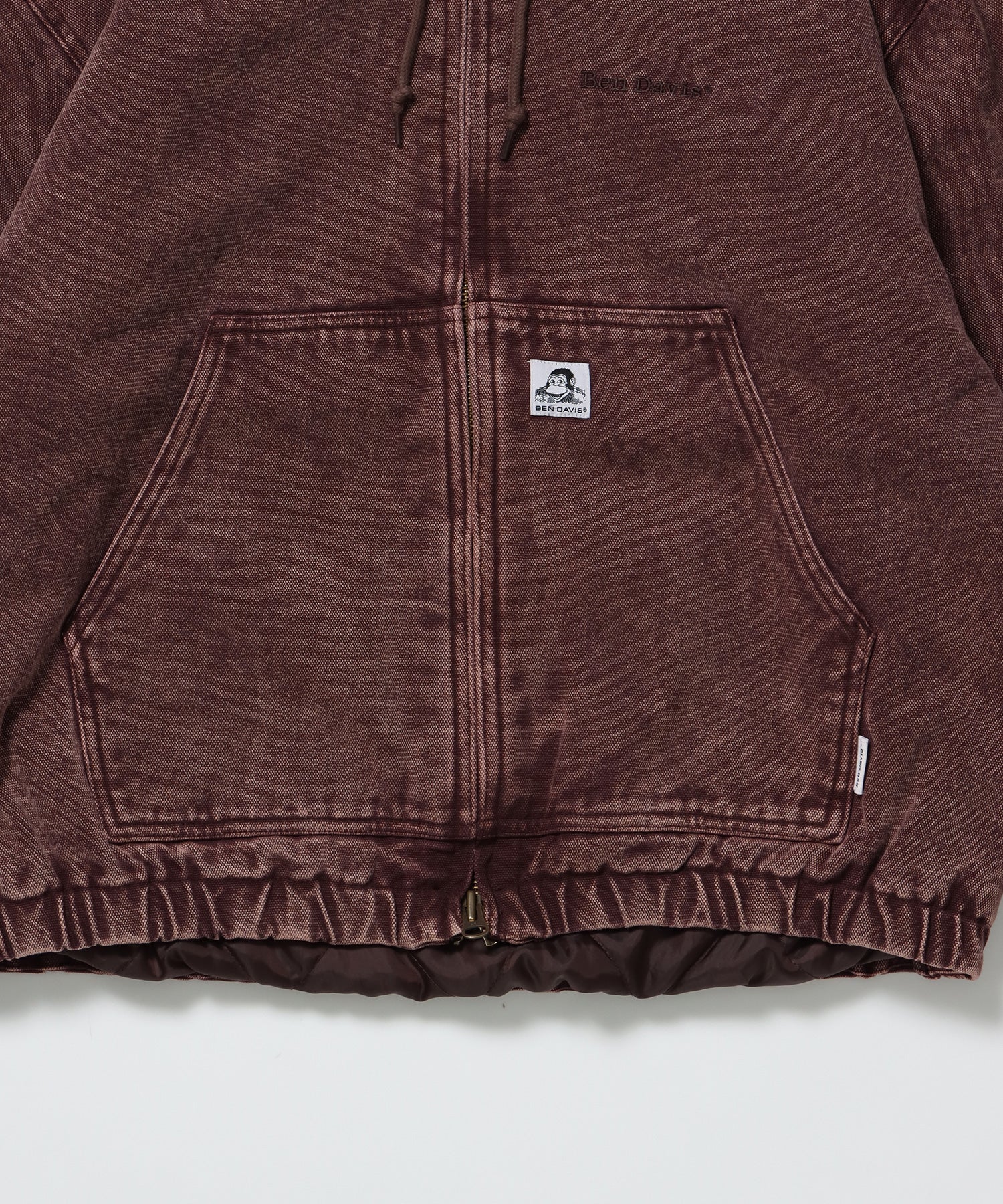 WORKERS PARKA / ジップパーカー フーディ 中綿 キルト ワークジャケット ダブルジップ ブラウン