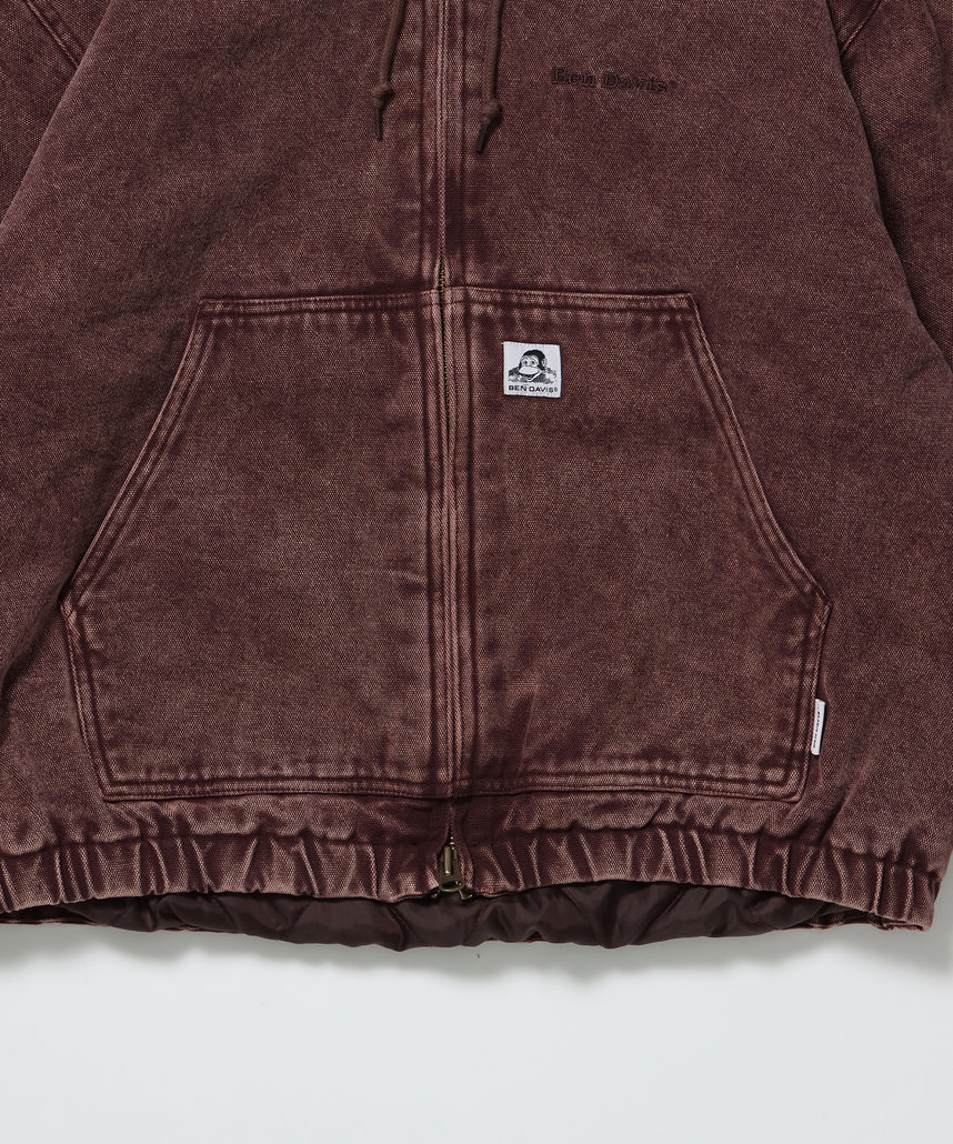 WORKERS PARKA / ジップパーカー フーディ 中綿 キルト ワークジャケット ダブルジップ ブラウン