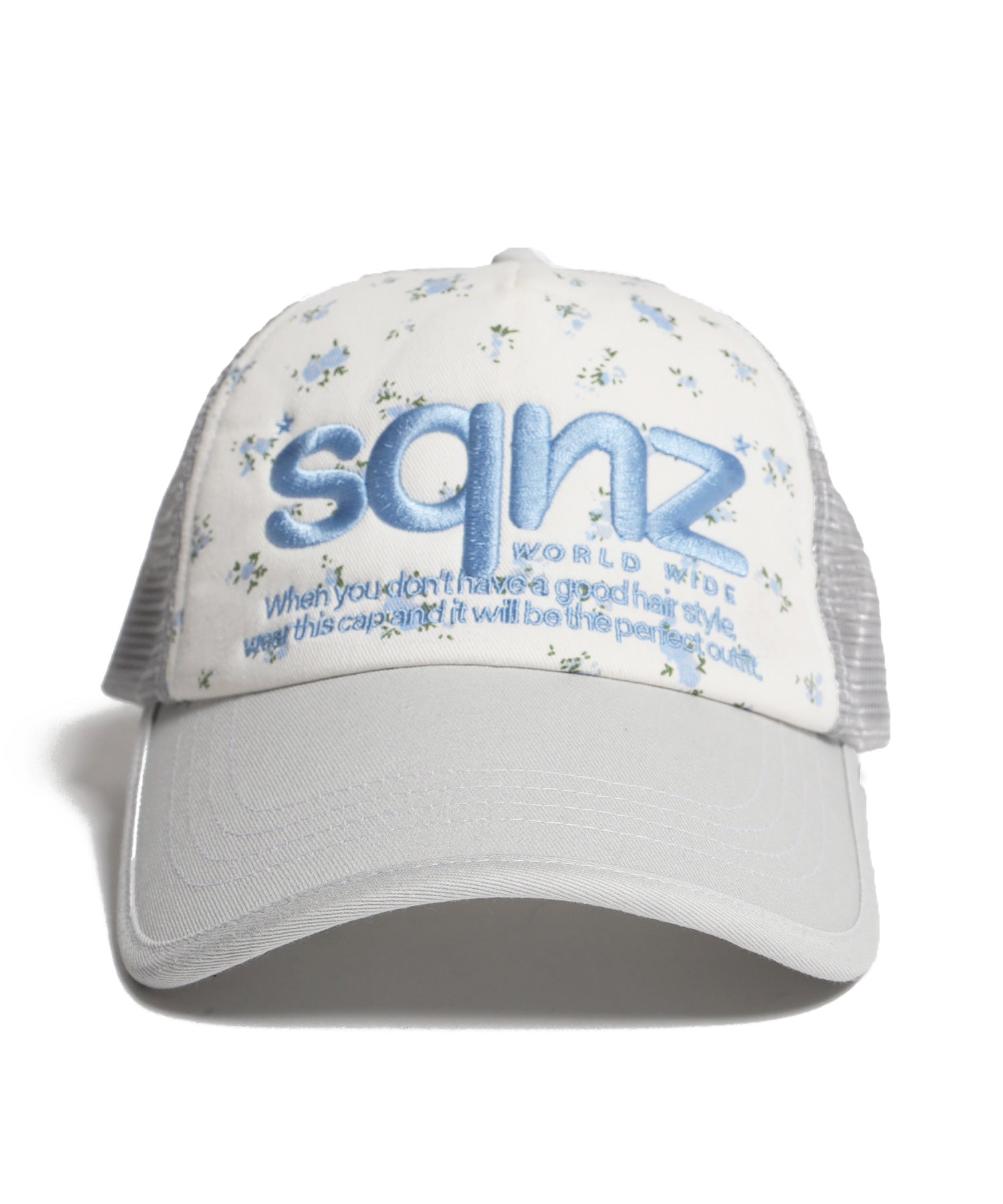 ※WEB限定 / 刺繍 / メッシュキャップ / sqnz mesh logo cap ライトグレー