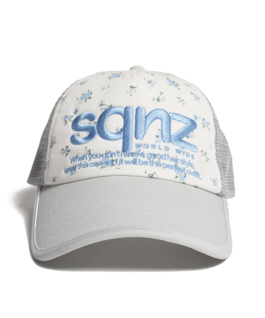 ※WEB限定 / 刺繍 / メッシュキャップ / sqnz mesh logo cap ライトグレー