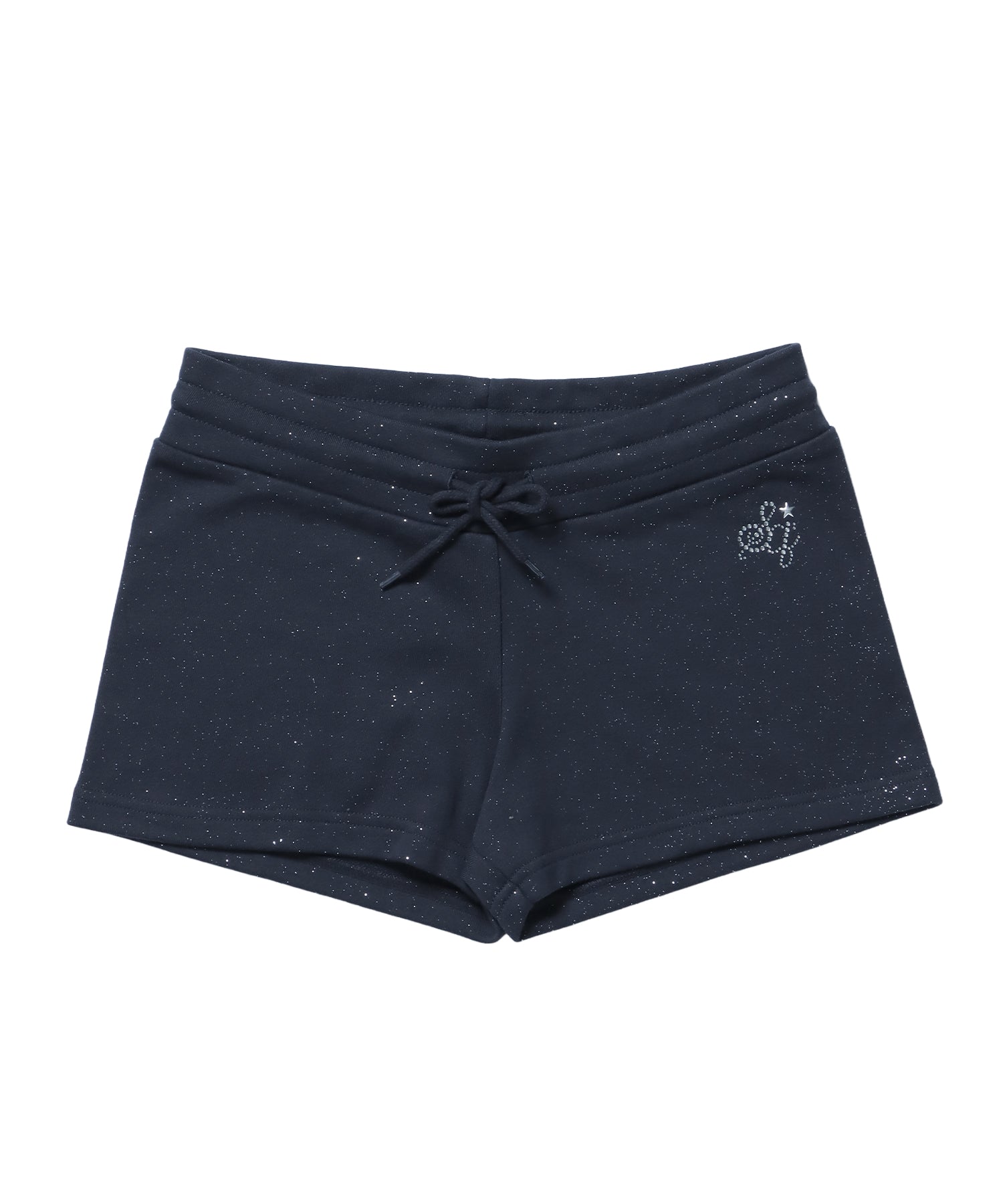 ≪予約商品≫sqnz glitter mini pants / レディース ショートパンツ ボトムス ラインストーン 裏毛 ネイビー
