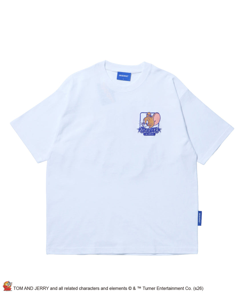 TJ BACK STYLE JERRY TEE / トムとジェリー Tシャツ 半袖 クルーネック プリント オーバーサイズ ホワイト