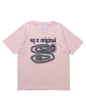≪予約商品≫sqnz guru-guru patchwork tee / ユニセックス 半袖 Tシャツ クルーネック プリント ワッペン チェック ライトピンク