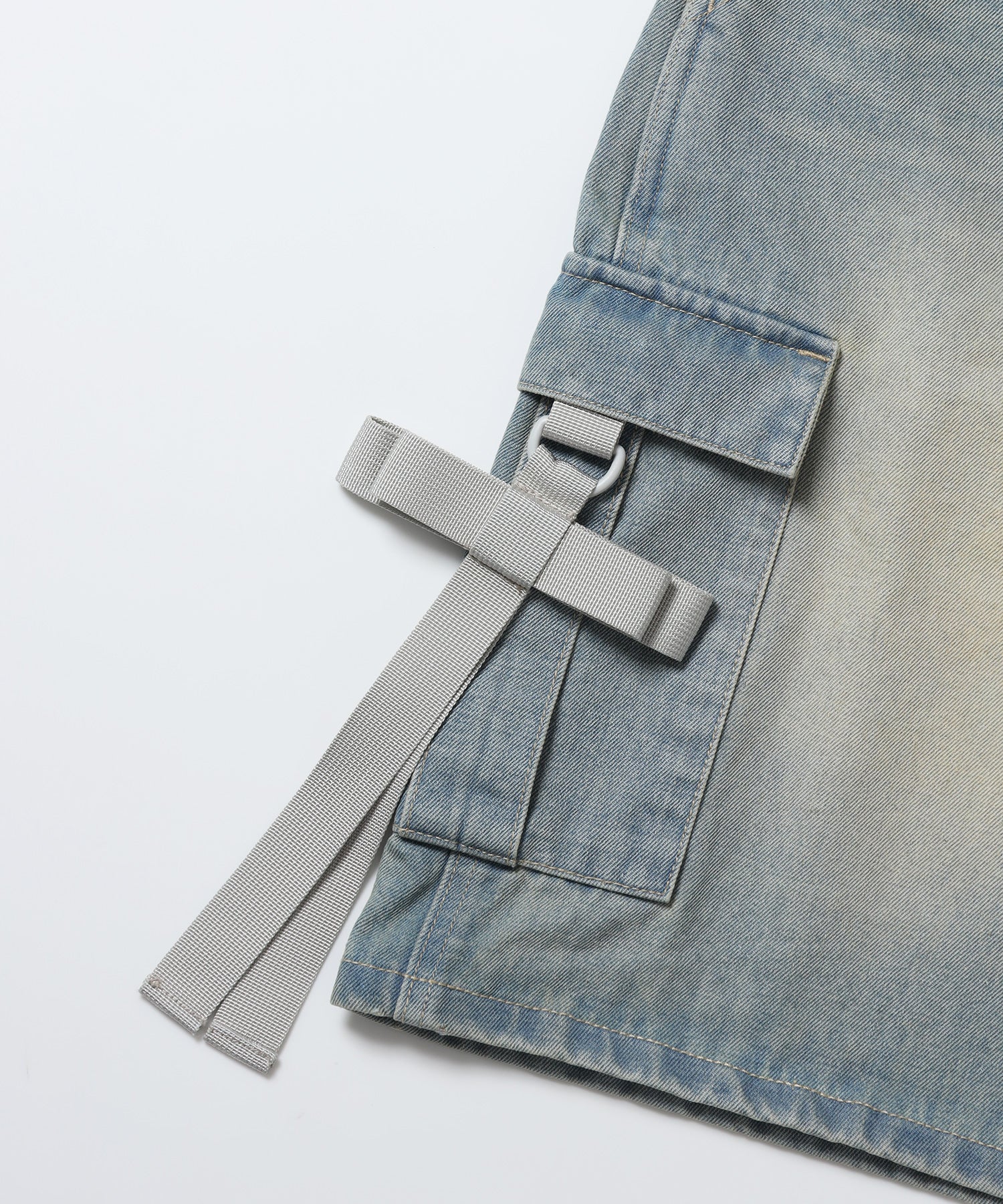 ※WEB限定 / レディースリボンデニムショートパンツ / sqnz ribbon denim shorts サックスブルー