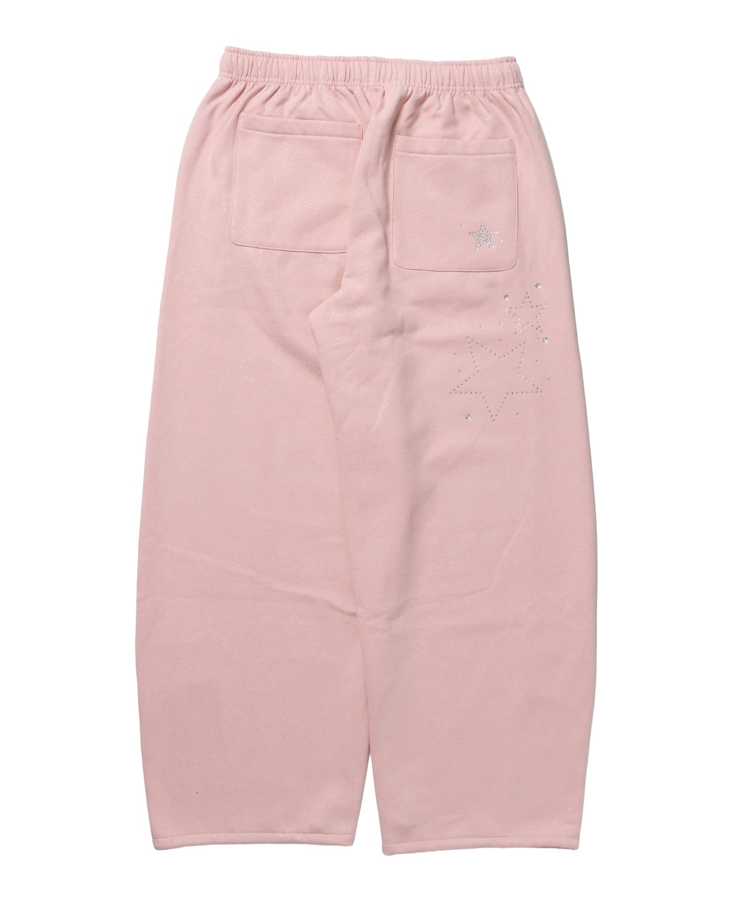 sqnz glitter sweat pants / グリッター スウェットパンツ ラインストーン ドローストリング ポケット 裏起毛 【セットアップ着用可能】 ペールピンク