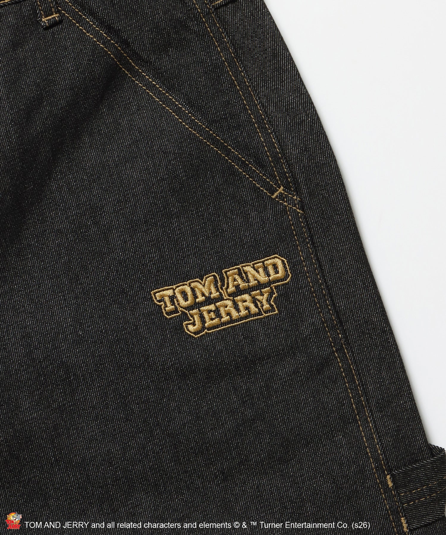 TJ STREET SHORTS DENIM / トムとジェリー ハーフパンツ ショーツ ジョーツデニム ワイド パンツ ボトムス 刺繍 加工 リジッド ワッペン ブラック系その他