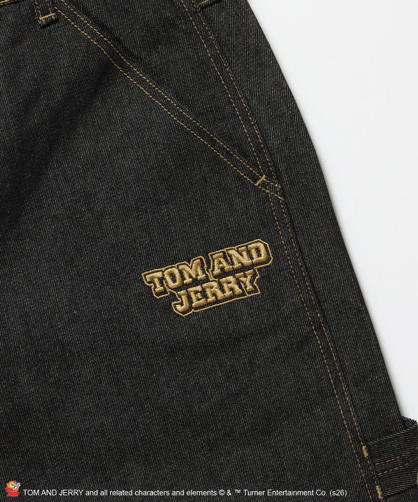 TJ STREET SHORTS DENIM / トムとジェリー ハーフパンツ ショーツ ジョーツデニム ワイド パンツ ボトムス 刺繍 加工 リジッド ワッペン ブラック系その他