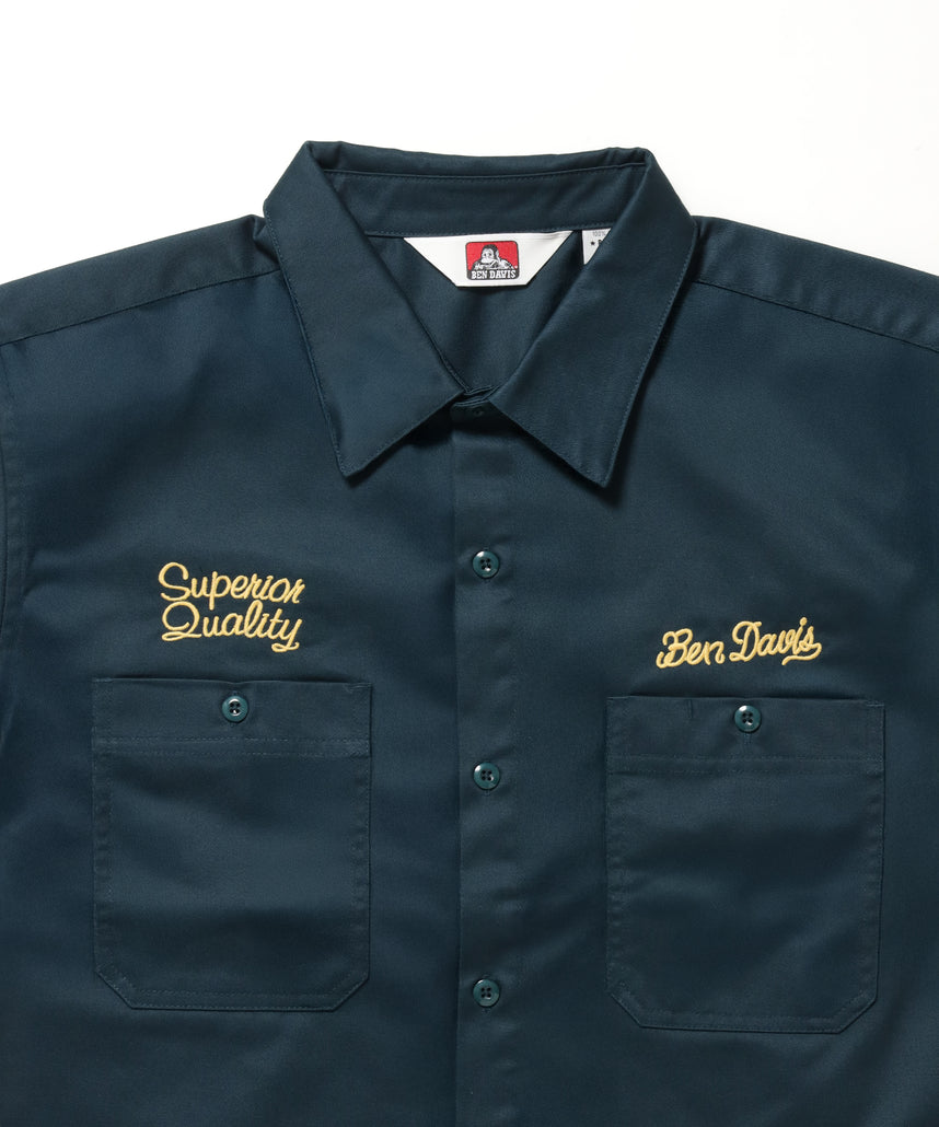 RACER S/S WORK SHIRT / 半袖 シャツ ワーク レギュラーカラー ボックスシルエット ダークグリーン