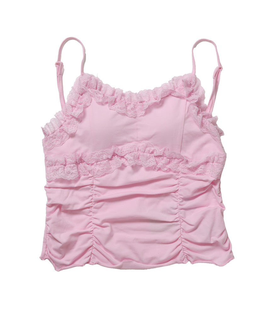 ※WEB限定 / レディースギャザーレースキャミ / sqnz gather lace camisole ピンク