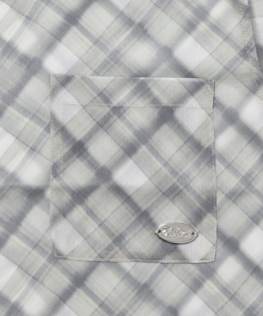 ※WEB限定 / レディースチェック半袖シャツ / sqnz sheer check shirts グリーン