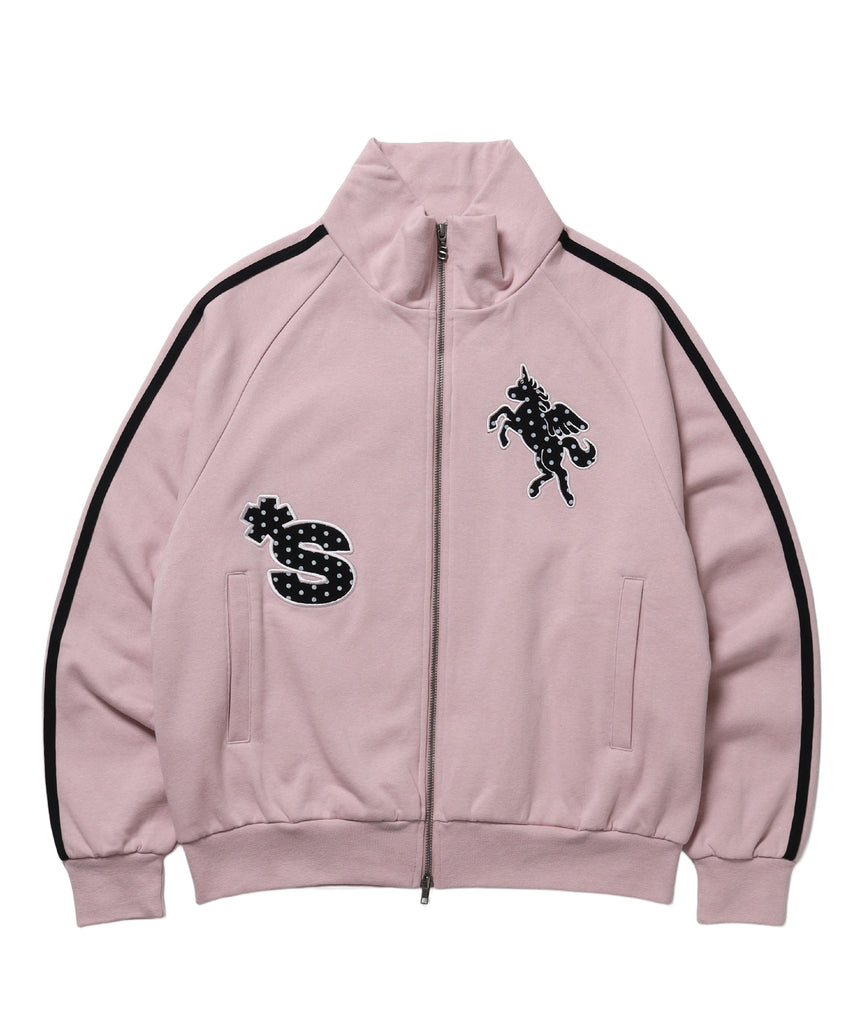 ※WEB限定 / ユニコーンワッペン刺繍トラックジャケット / sqnzU horse track jkt ピンク