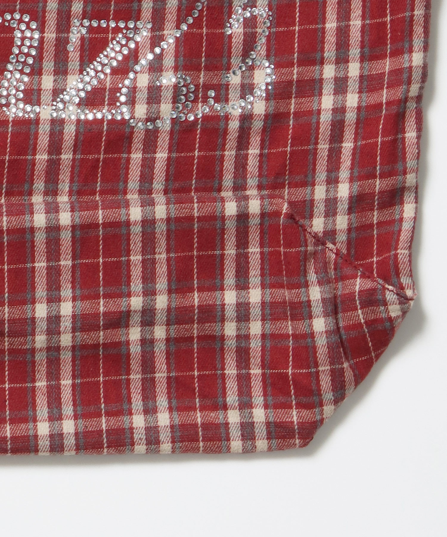 ≪予約商品≫sqnz favorite kira-kira totebag / ラインストーン バック チェック柄 2way ユニセックス レッド