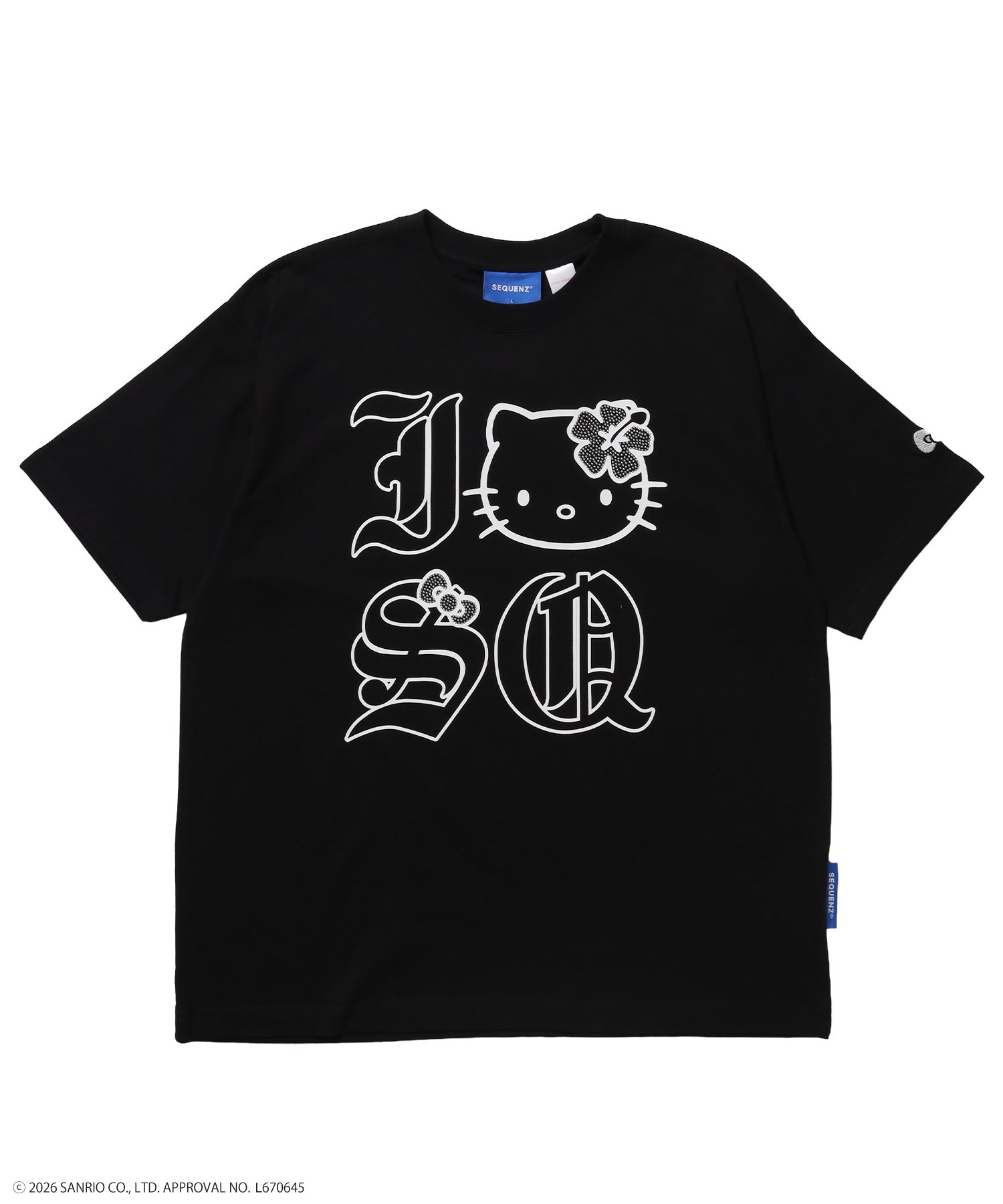 HK I LOVE “KI”TEE / ハローキティ キティちゃん 半袖 クルーネック プリント ワンポイント ブラック