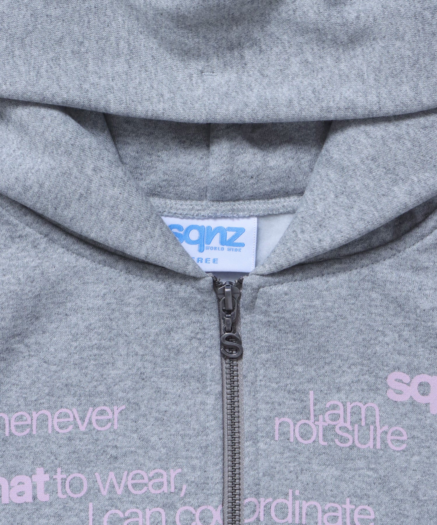 sqnz eyelet fit zip pk / レディース ジップパーカー フーディ ハトメ スタッズ ダフルジップ 裏起毛≪SET UP着用可能≫ グレー