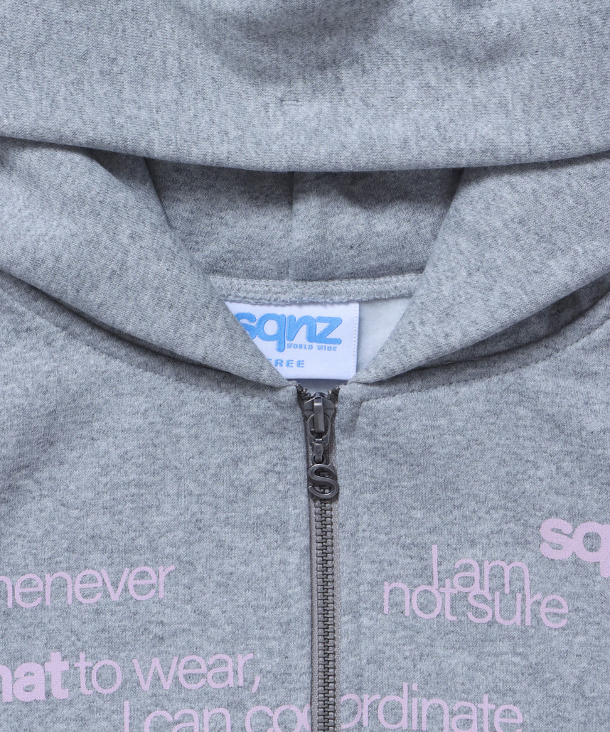 sqnz eyelet fit zip pk / レディース ジップパーカー フーディ ハトメ スタッズ ダフルジップ 裏起毛≪SET UP着用可能≫ グレー