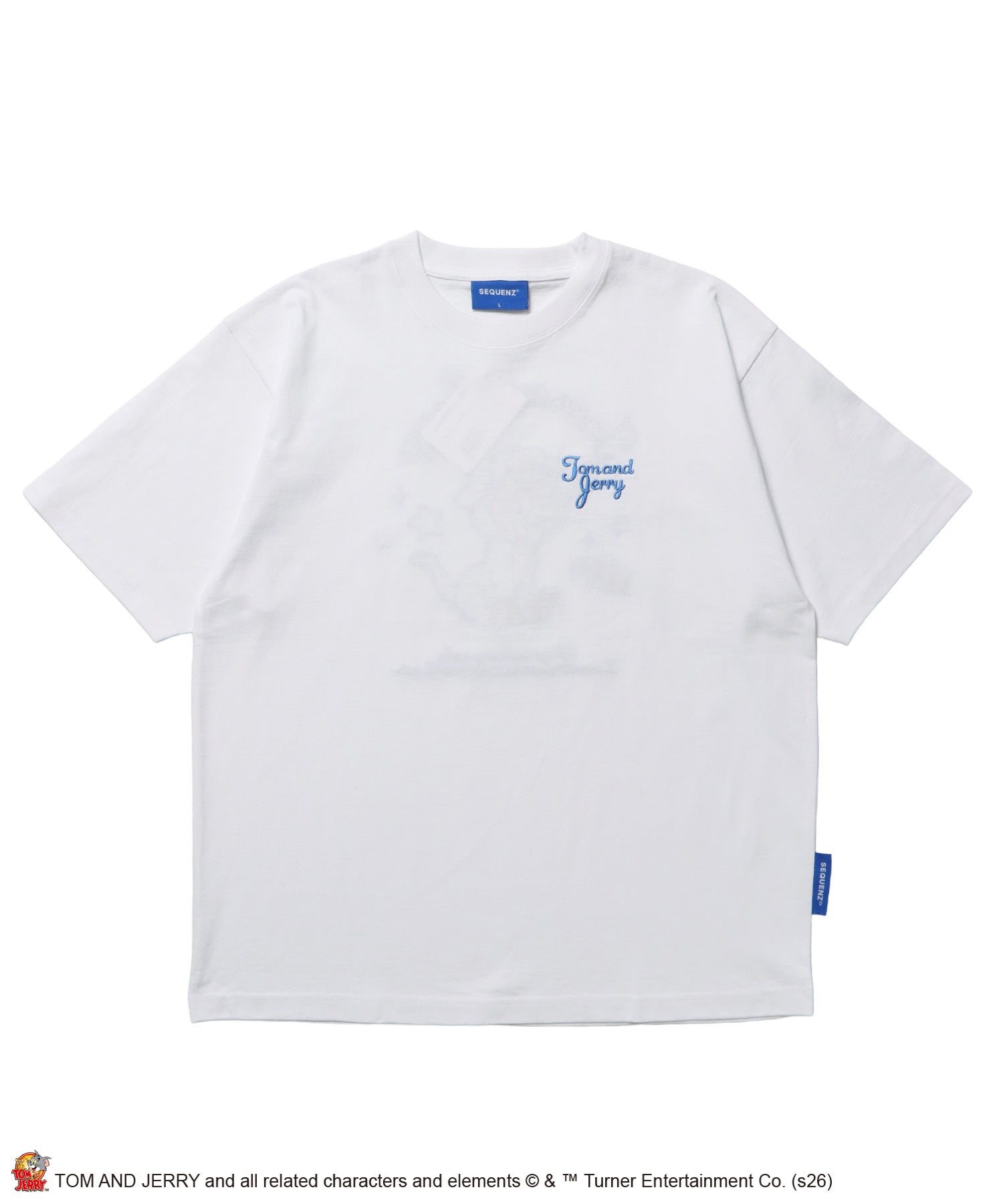 TJ GINGHAM DOG TEE / トムとジェリー 半袖 クルーネック 刺繍 ワンポイント ワッペン ユニセックス オーバーサイズ レイヤード ホワイト