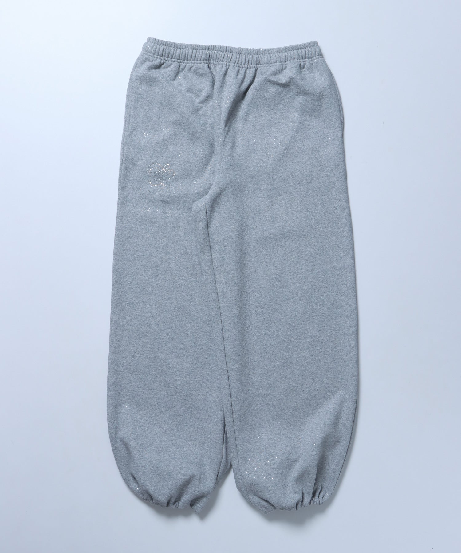 SQNZ GLITTER SWEAT PANTS / グリッター ラインストーン スウェットパンツ ドローコード 裏起毛 【セットアップ着用可】 グレー