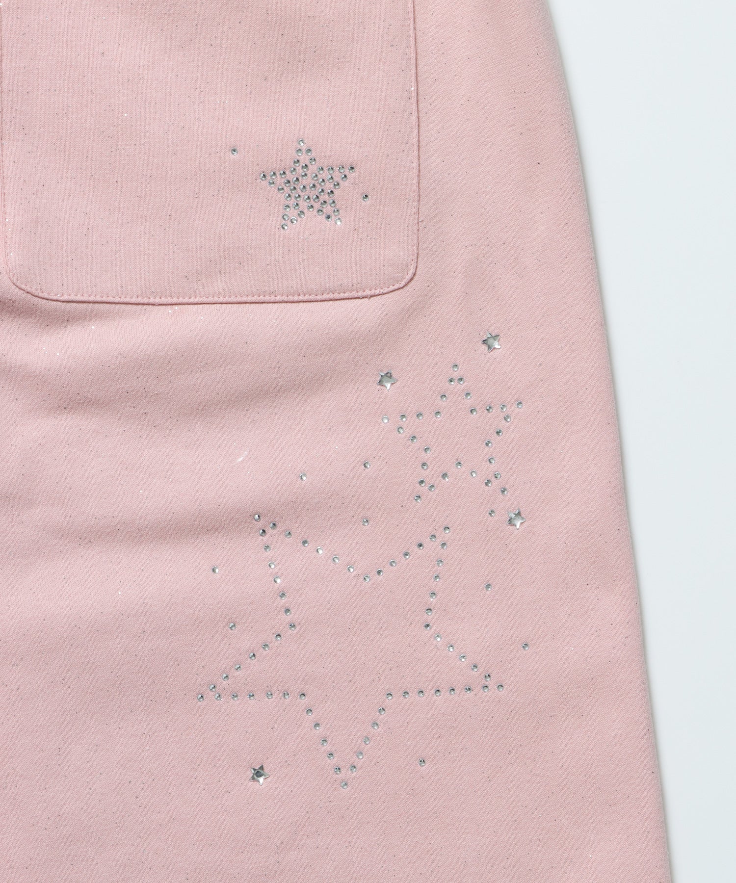 sqnz glitter sweat pants / グリッター スウェットパンツ ラインストーン ドローストリング ポケット 裏起毛 【セットアップ着用可能】 ペールピンク