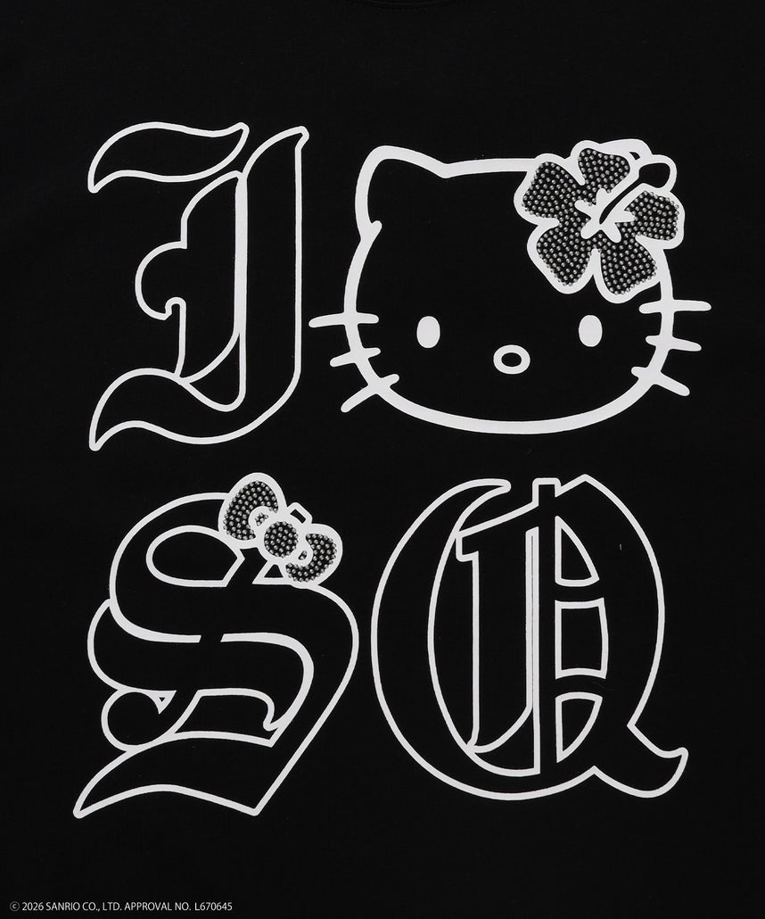 HK I LOVE “KI”TEE / ハローキティ キティちゃん 半袖 クルーネック プリント ワンポイント ブラック