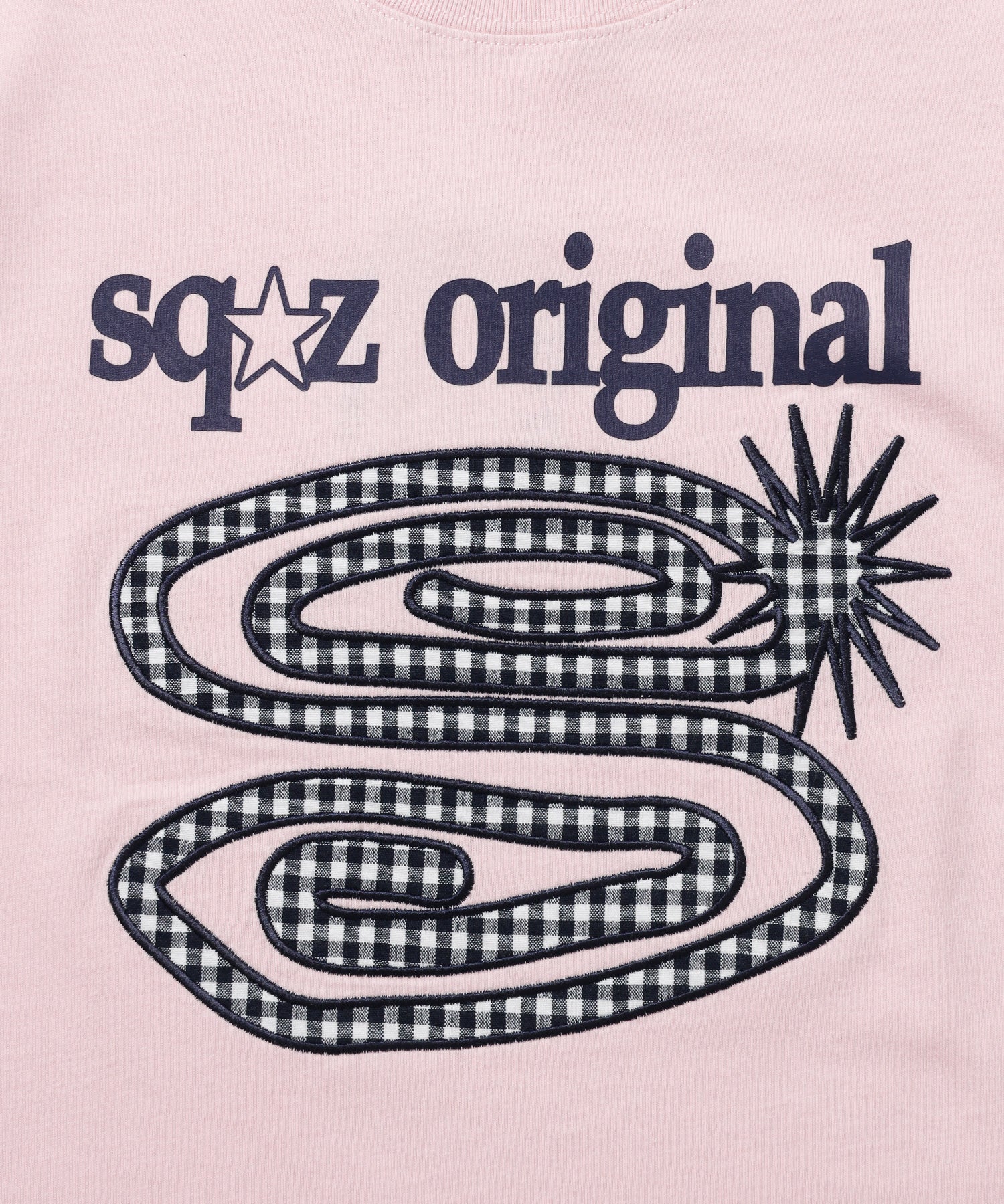 ※WEB限定 / ぐるぐるワッペン半袖Tシャツ / sqnz guru-guru patchwork tee ライトピンク