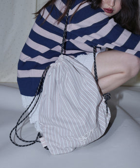 sqnz dairy 2way knapsack / ナップサック バック 2WAY ブランドロゴ チェック ストライプ ライトピンク