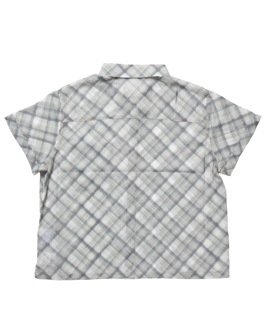 ※WEB限定 / レディースチェック半袖シャツ / sqnz sheer check shirts グリーン