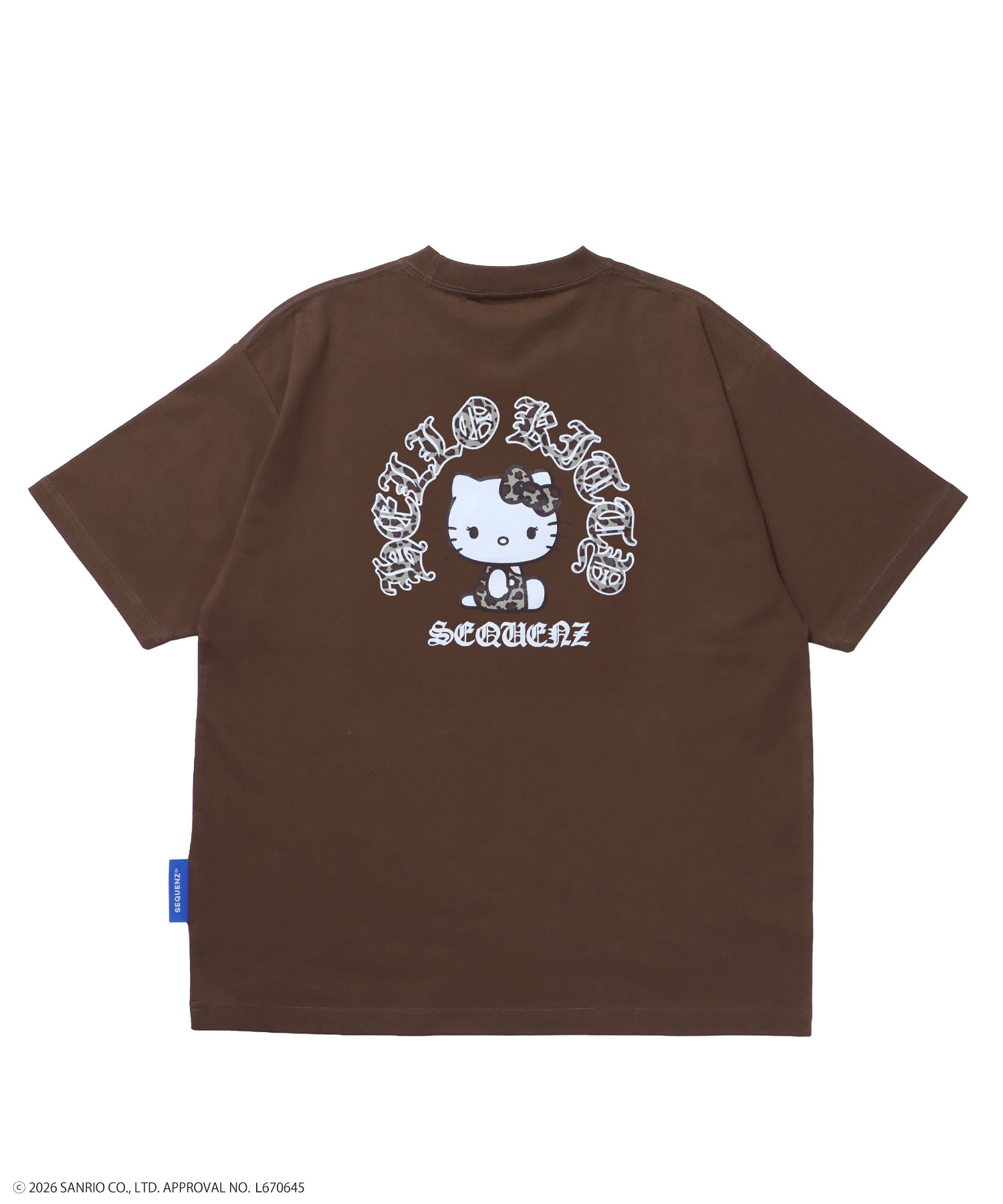 HK CIRCLE LOGO TEE / ハローキティ キティちゃん 半袖 クルーネック プリント ワンポイント ラインストーン プリント ブラウン