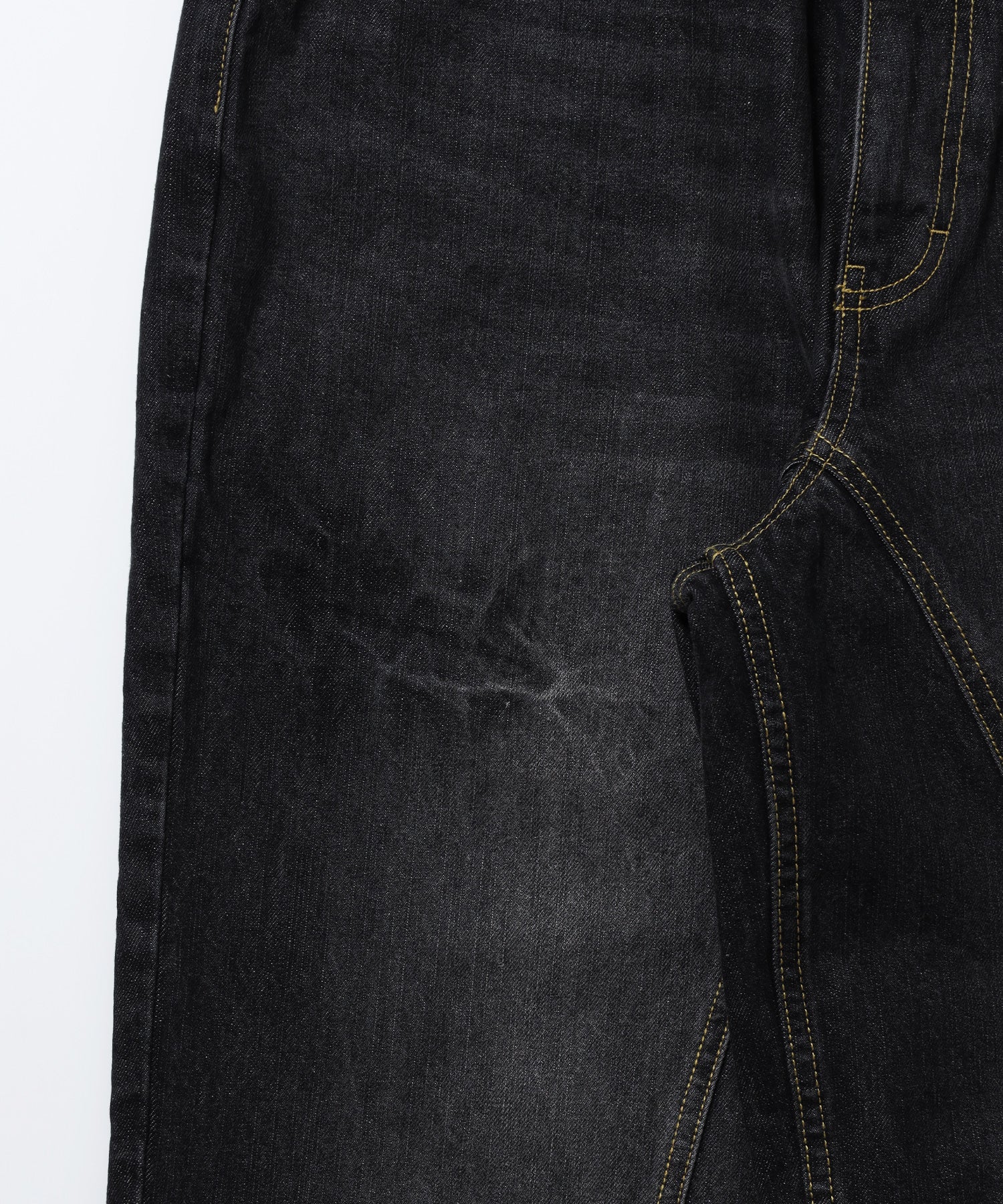 ※WEB限定 / ワイドデニムパンツ / sqnz seam design applique denim ブラック