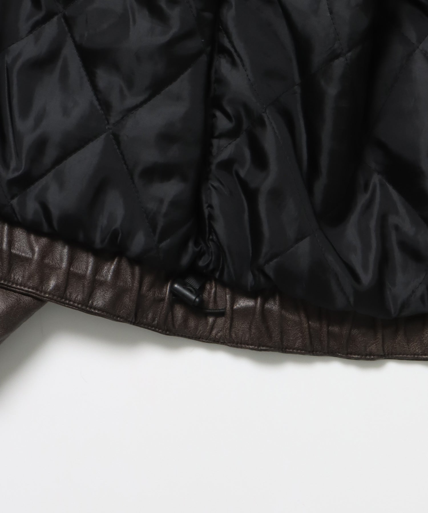 FUR PU HOODIE JKT / フェイクレザー ジャケット ファー 中綿 ダブルジップ フーディ ブラウン