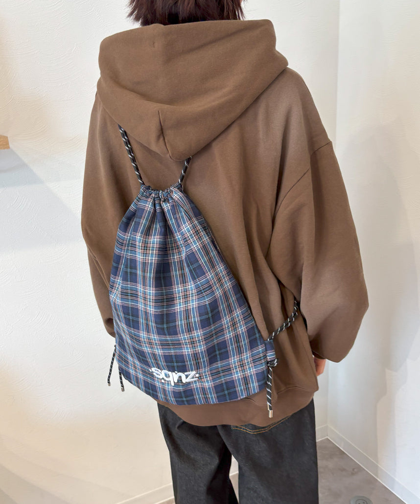 sqnz dairy 2way knapsack / ナップサック バック 2WAY ブランドロゴ チェック ストライプ ネイビー