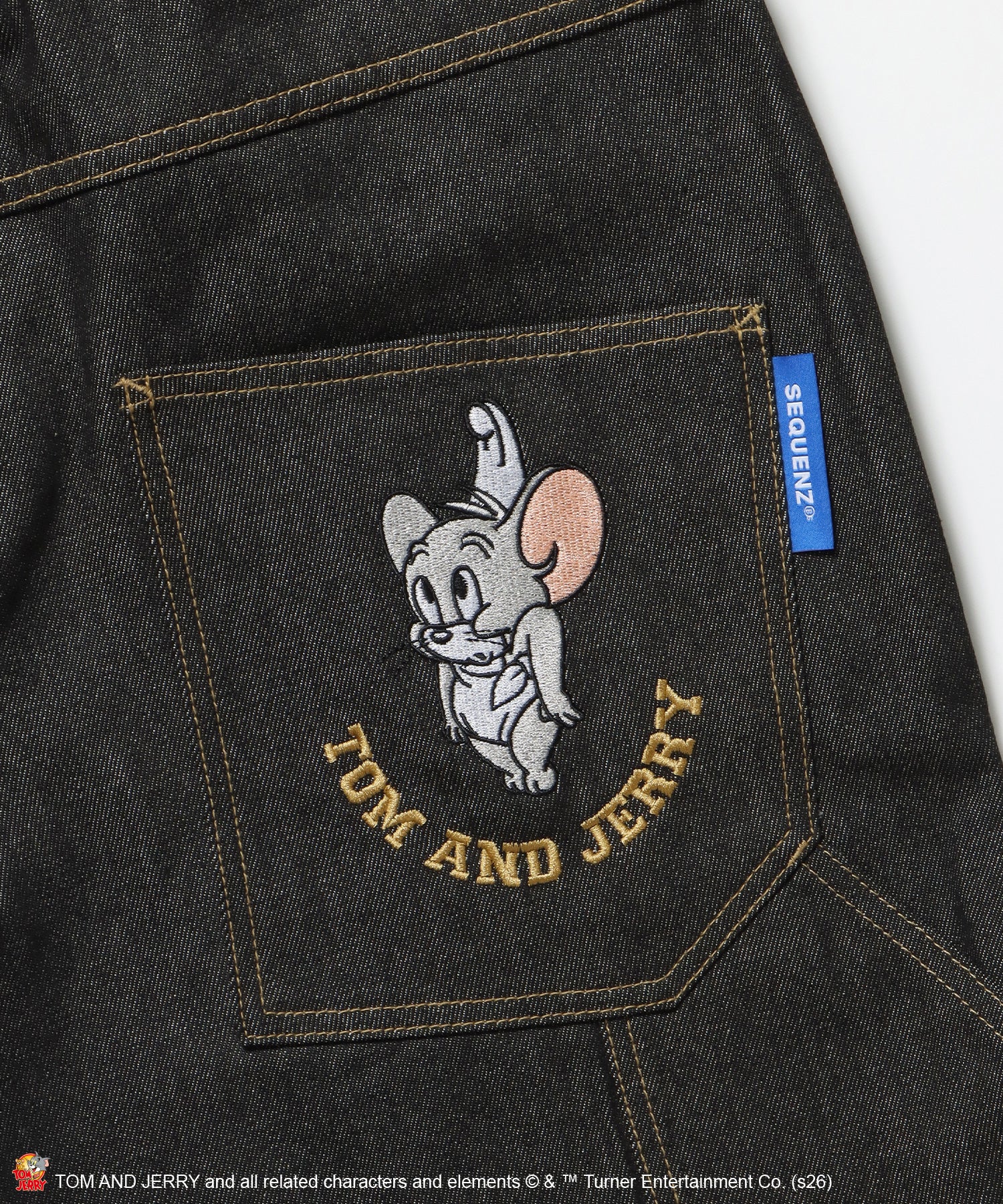 TJ STREET SHORTS DENIM / トムとジェリー ハーフパンツ ショーツ ジョーツデニム ワイド パンツ ボトムス 刺繍 加工 リジッド ワッペン ブラック系その他