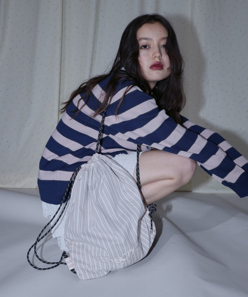 sqnz dairy 2way knapsack / ナップサック トートバック 2WAY チェック ストライプ ライトピンク