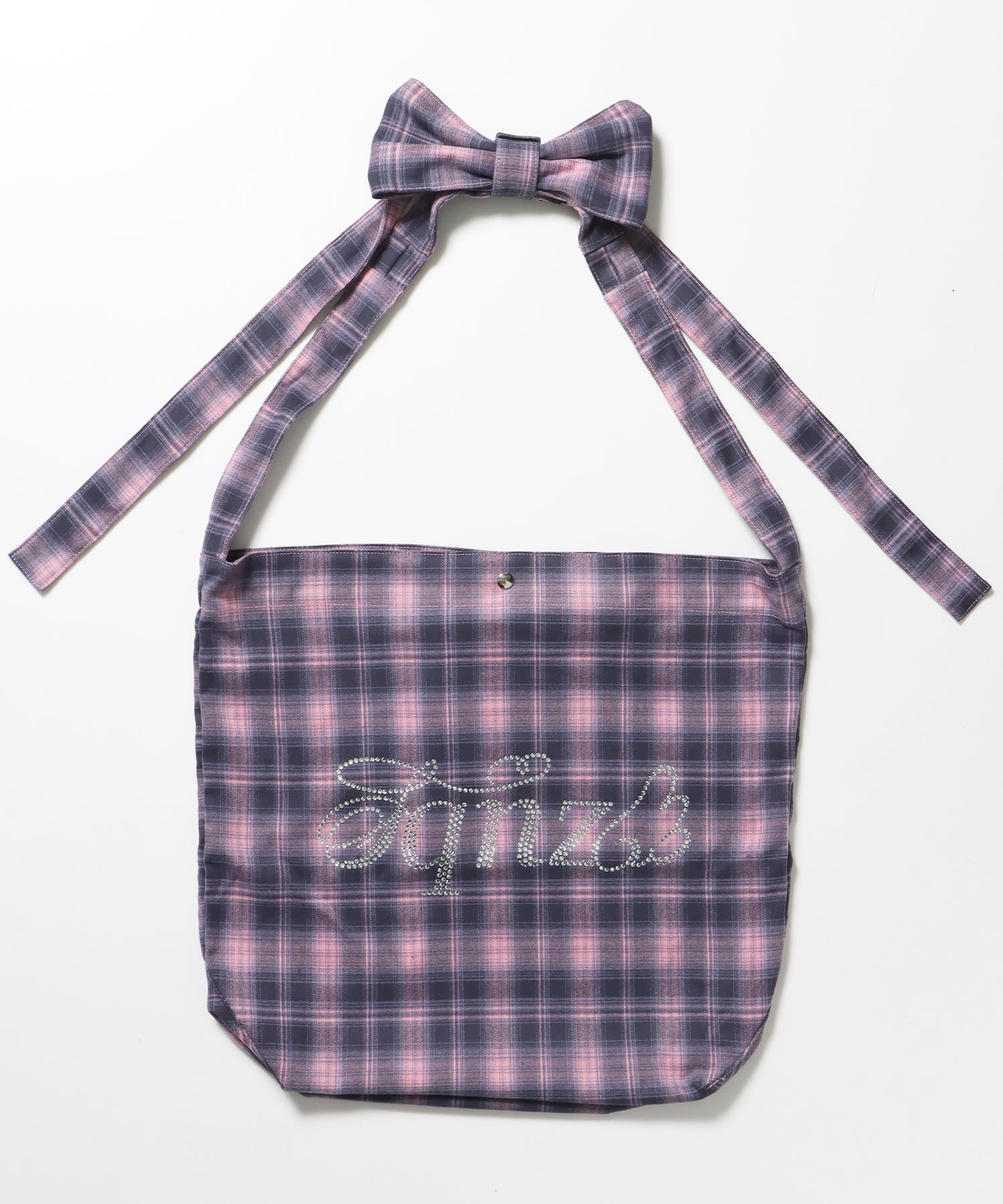 ≪予約商品≫sqnz favorite kira-kira totebag / ラインストーン バック チェック柄 2way ユニセックス ピンク
