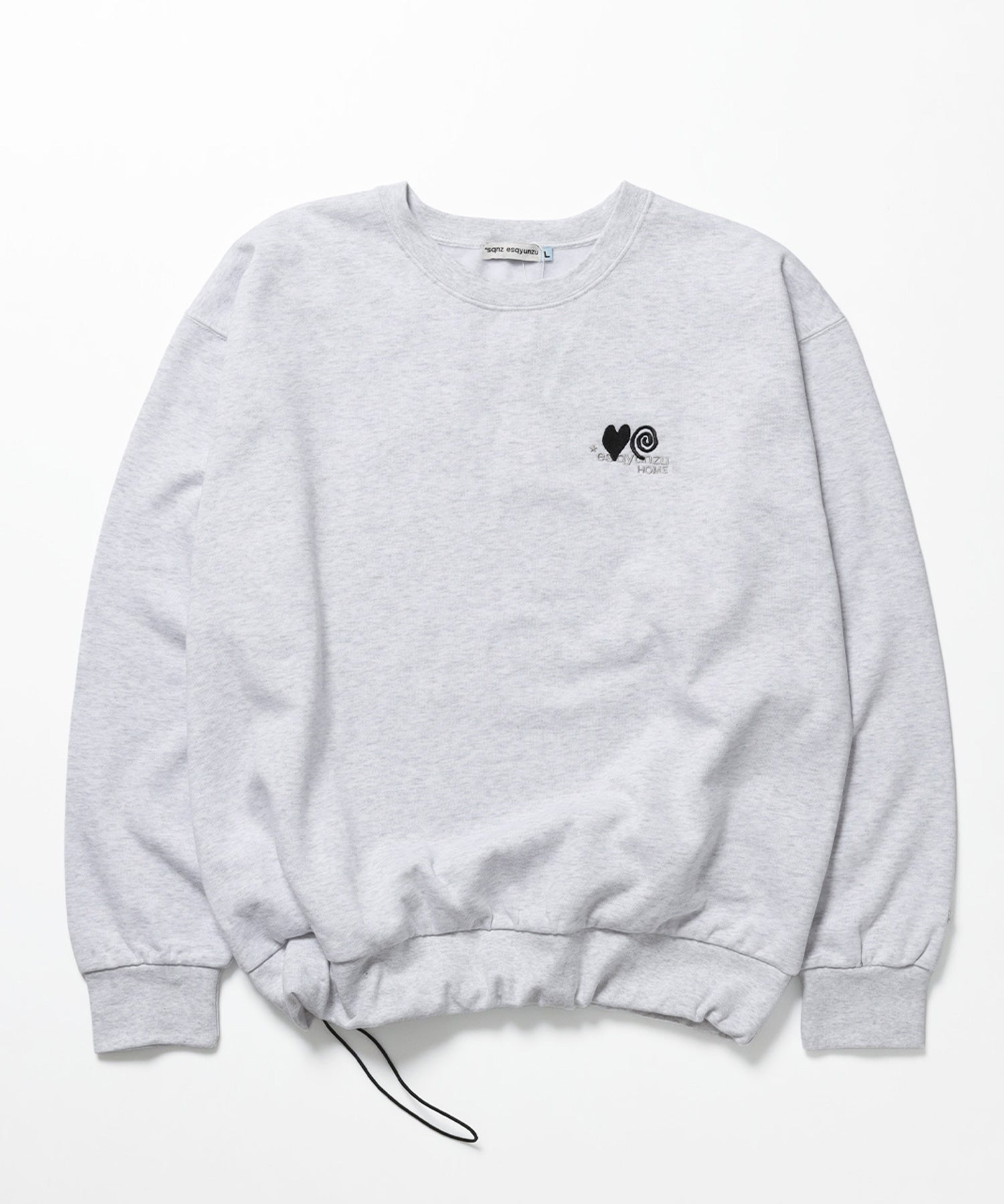 ※WEB限定 サークルハート刺繍裏起毛スウェット / sqnzU basic logo c/n アッシュグレー