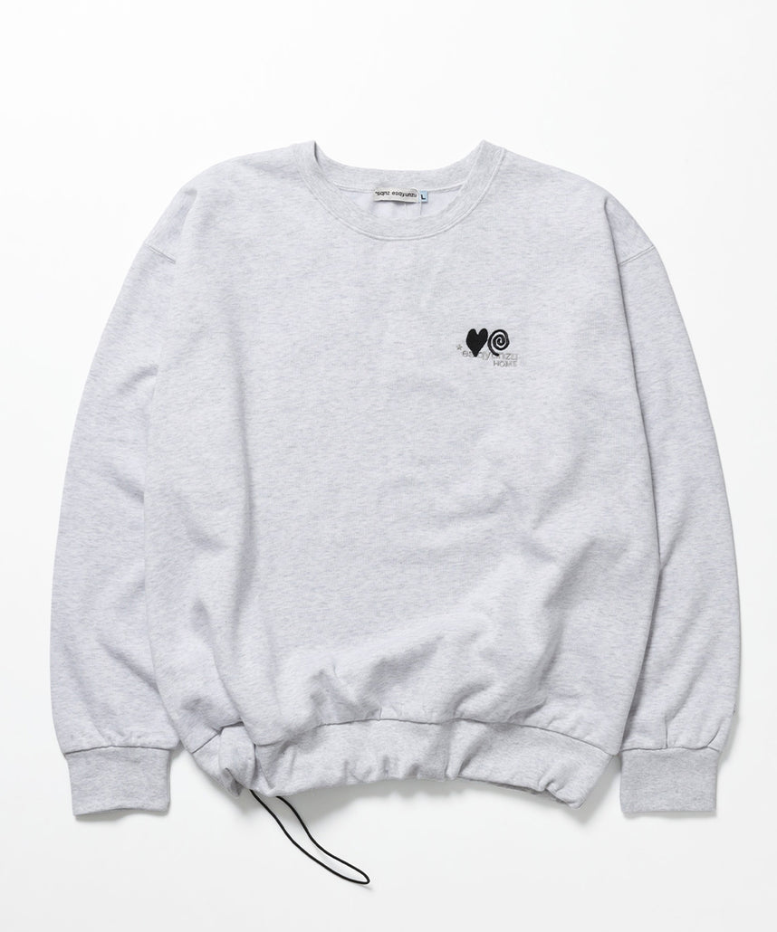 ※WEB限定 サークルハート刺繍裏起毛スウェット / sqnzU basic logo c/n アッシュグレー