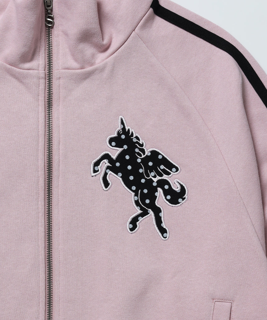※WEB限定 / ユニコーンワッペン刺繍トラックジャケット / sqnzU horse track jkt ピンク