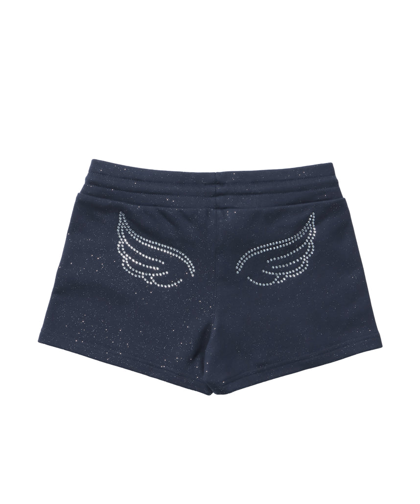 ≪予約商品≫sqnz glitter mini pants / レディース ショートパンツ ボトムス ラインストーン 裏毛 ネイビー