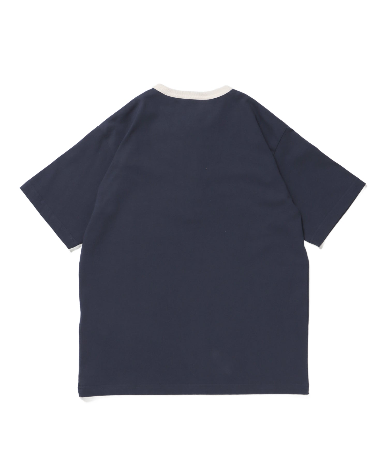 RINGER HENLEY TEE / Tシャツ 半袖 クルーネック ヘンリーネック ワンポイント クラシックフィット リンガー ワンポイント ネイビー