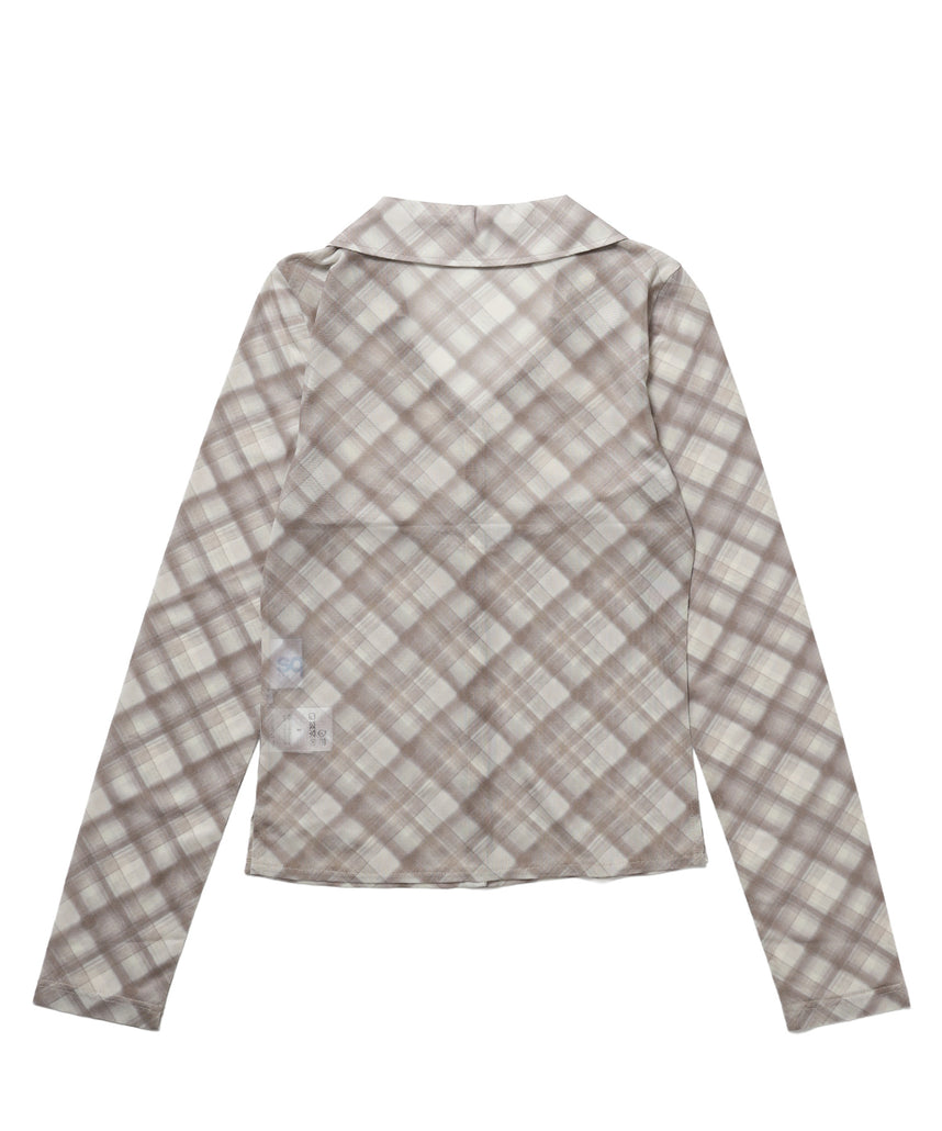 ※WEB限定 / レディースギャザー長袖シャツ / sqnz sheer gather l/s shirts モカ