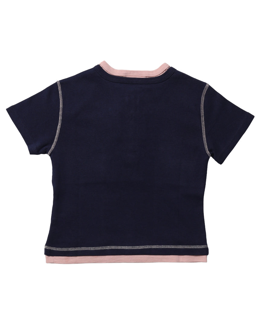 ≪予約商品≫※WEB限定 / フェイクレイヤード / バイカラーヘンリーネック半袖T /sqnz fake layered henley star tee ダークネイビー