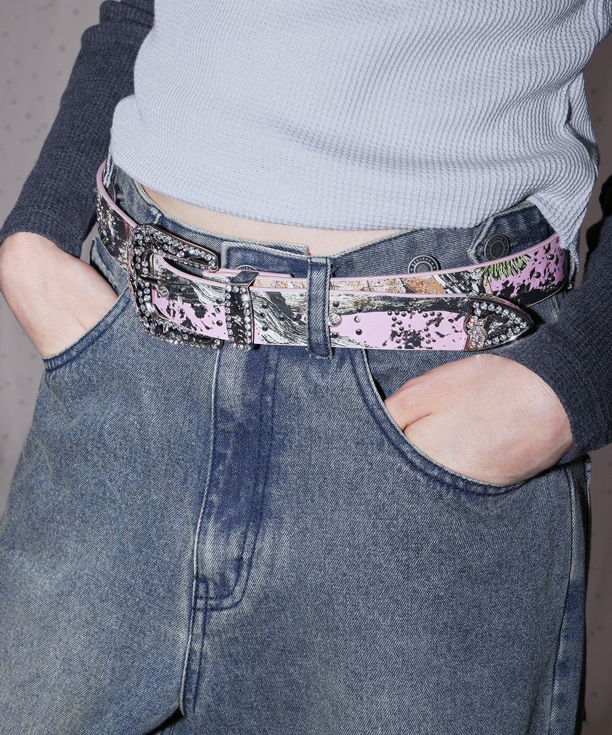 SEQUENZ RHINE STONE BELT LADIES / ベルト スタッズ ストーン リアルツリー レオパード レディース 雑貨 柄80