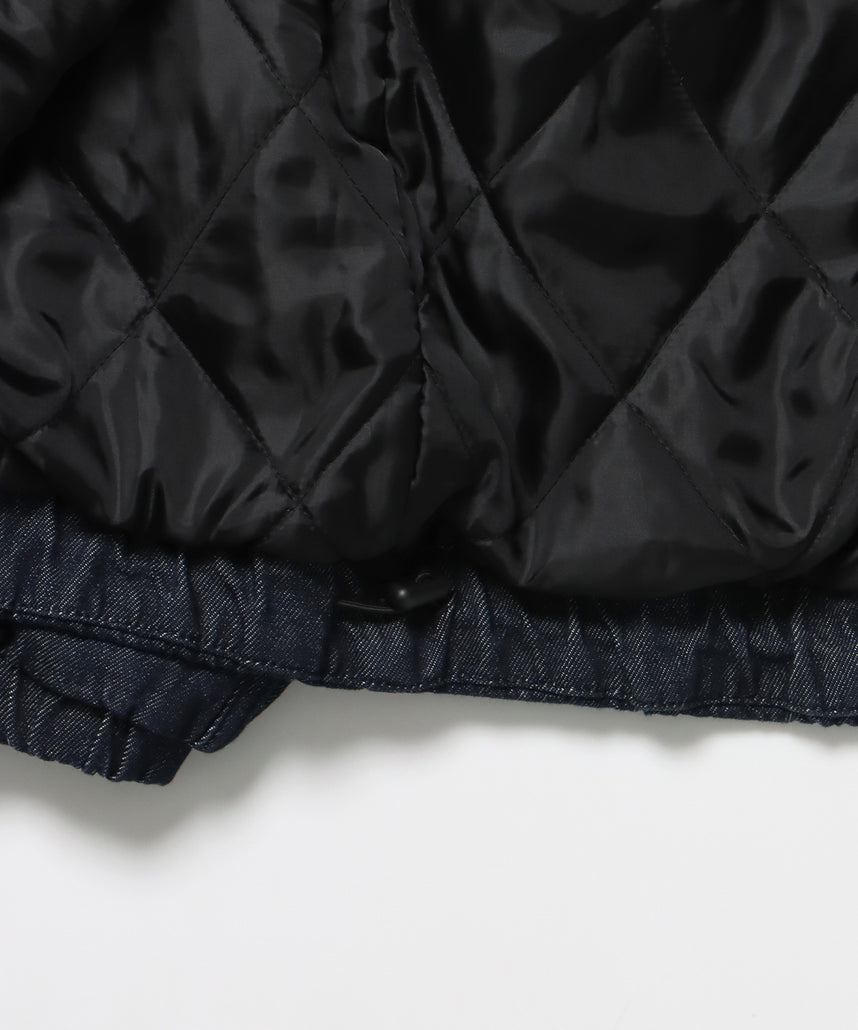 FUR DENIM HOODIE JKT / デニム ジャケット ファー 中綿 ダブルジップ フーディ ネイビー