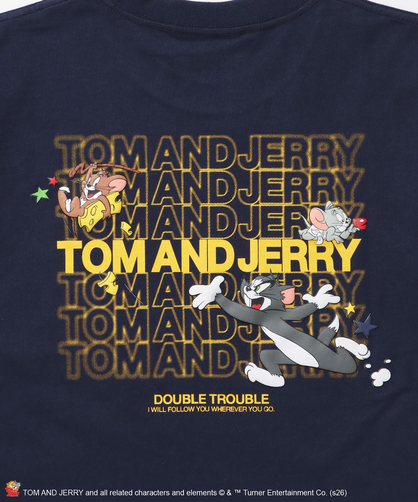 TJ BLUR LOGO TEE / トムとジェリー 半袖 クルーネック プリント ワンポイント ユニセックス オーバーサイズ ビッグシルエット レイヤード ダークネイビー