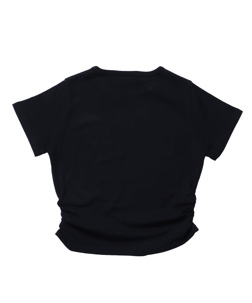※WEB限定 / レディースラメプリントTシャツ / sqnz side shearing glitter tee ブラック