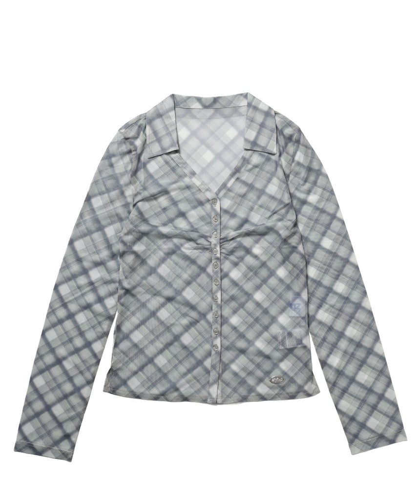 ※WEB限定 / レディースギャザー長袖シャツ / sqnz sheer gather l/s shirts ミント
