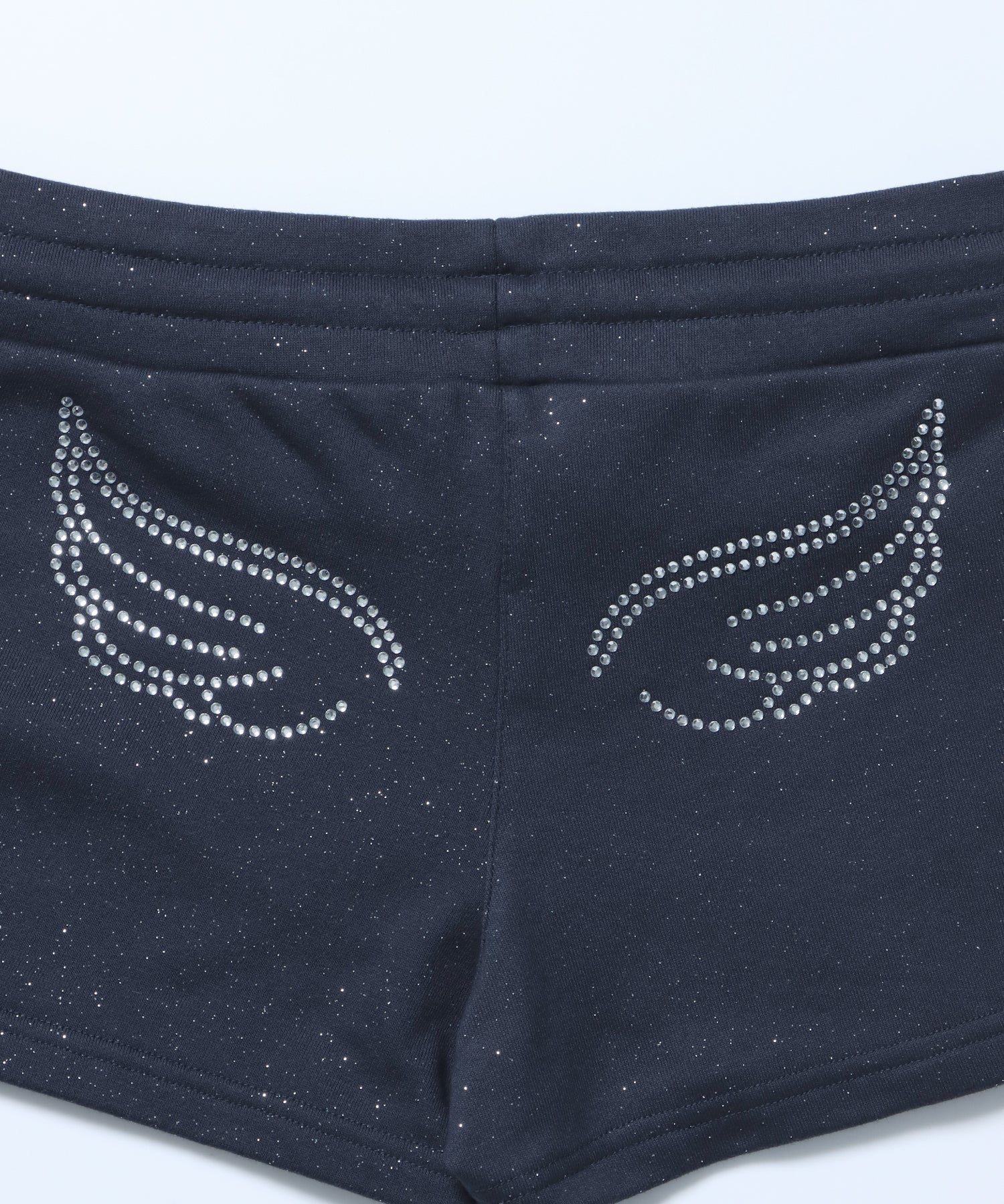 ≪予約商品≫sqnz glitter mini pants / レディース ショートパンツ ボトムス ラインストーン 裏毛 ネイビー